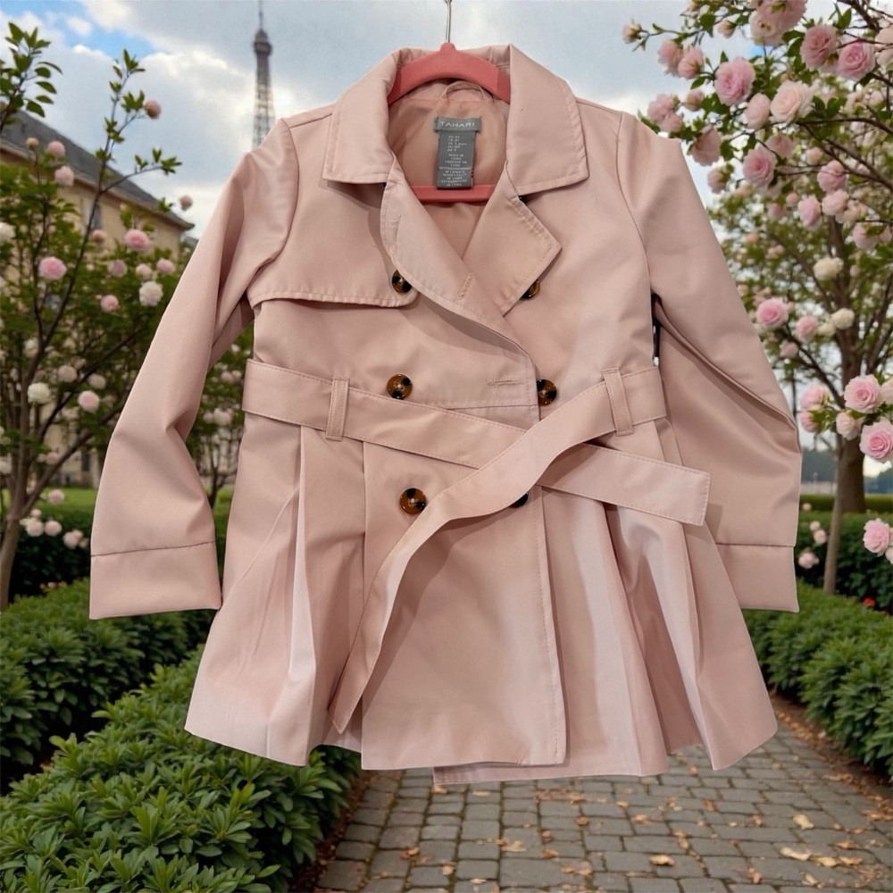 Tahari Light Pink Kids Trench Raincoat 4T